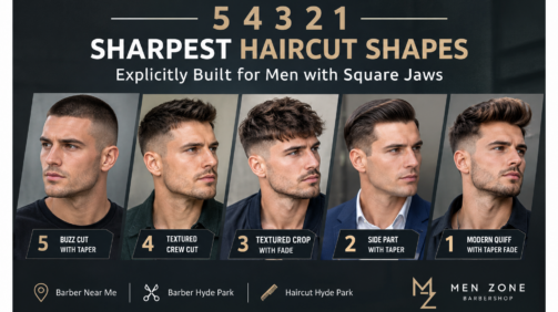 5 sharpest haircut shapes for men with square jaws including buzz cut, crew cut, crop, side part and quiff